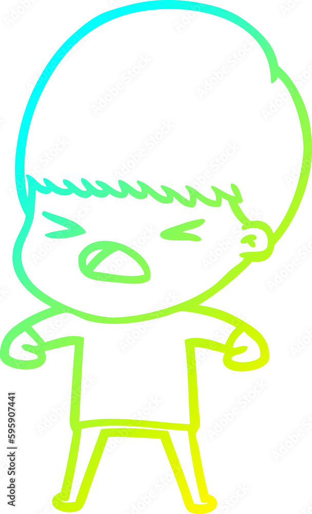 cold gradient line drawing of a cartoon stressed man cold gradient line drawing of a cartoon stressed man