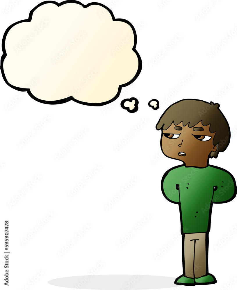 cartoon antisocial boy with thought bubble cartoon antisocial boy with thought bubble