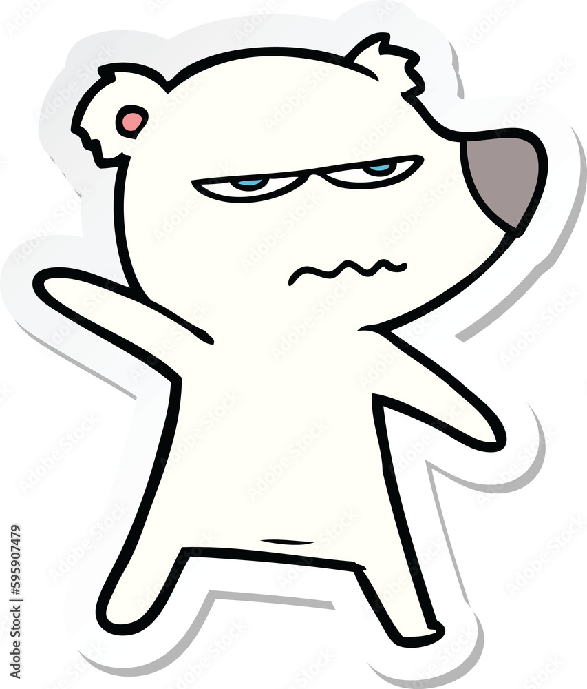 sticker of a angry bear polar cartoon pointing sticker of a angry bear polar cartoon pointing