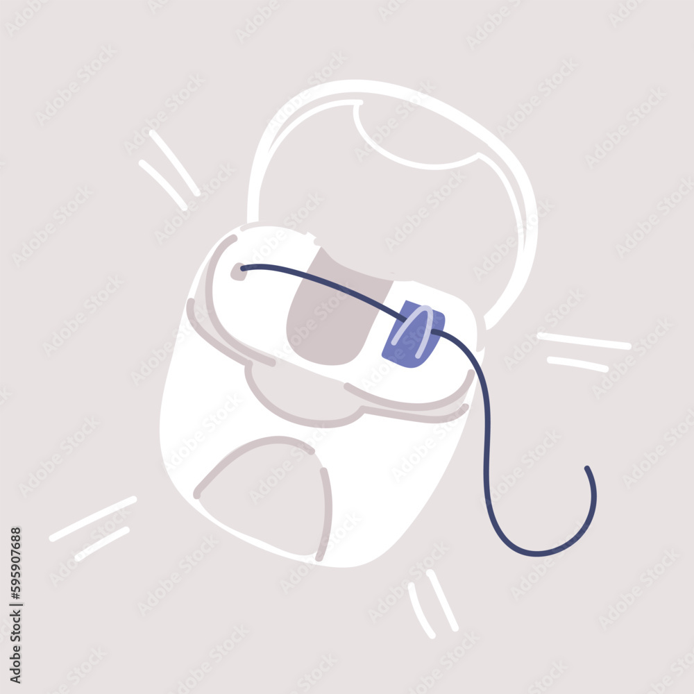 Vector illustration of Dental floss icon, medical and dentistry healthcare. Thread of floss silk to clean between the teeth after eating. Vector dental floss Vector illustration of Dental floss icon, medical and dentistry healthcare. Thread of floss silk to clean between the teeth after eating. Vector dental floss