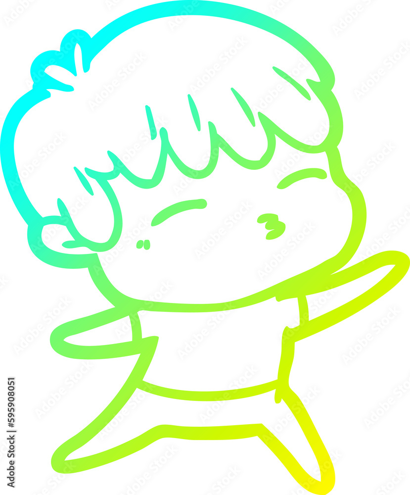 cold gradient line drawing of a cartoon curious boy cold gradient line drawing of a cartoon curious boy