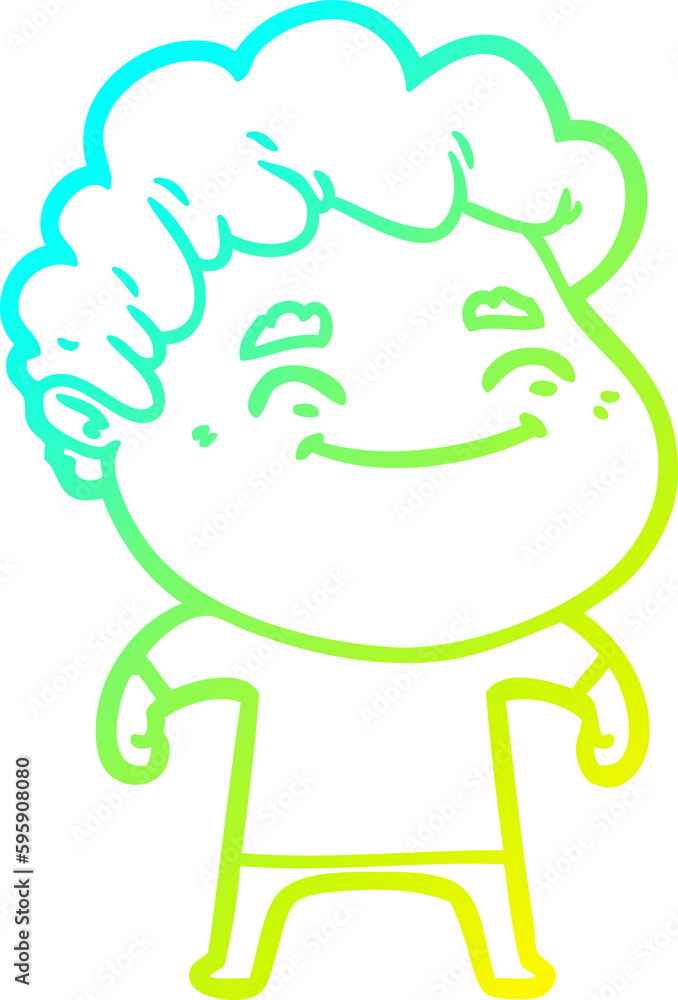 cold gradient line drawing of a cartoon friendly man cold gradient line drawing of a cartoon friendly man