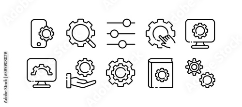 Options. Line icon, black, different options. Vector icons.