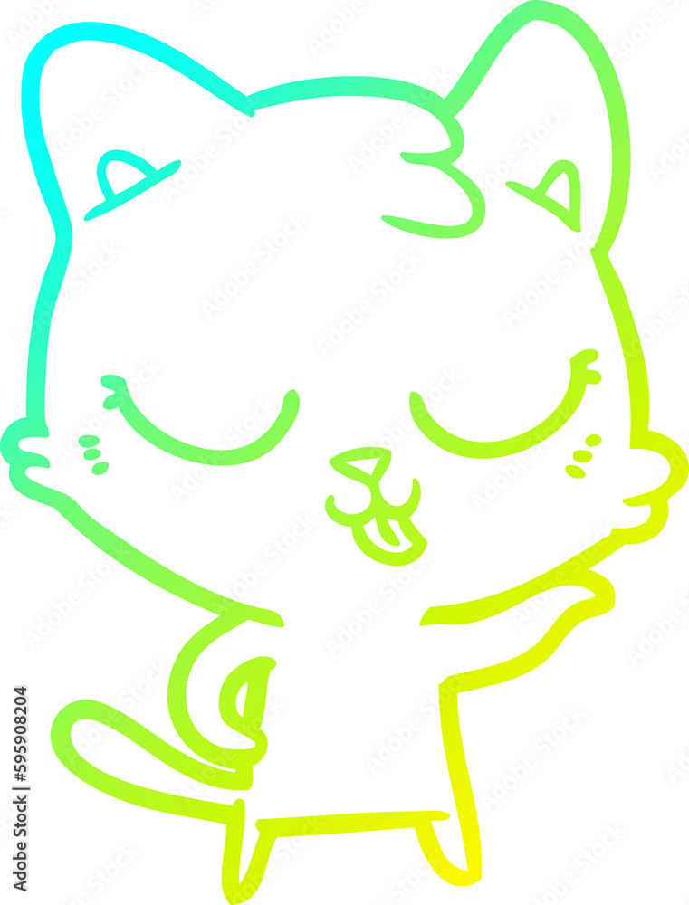cold gradient line drawing of a happy cartoon cat cold gradient line drawing of a happy cartoon cat