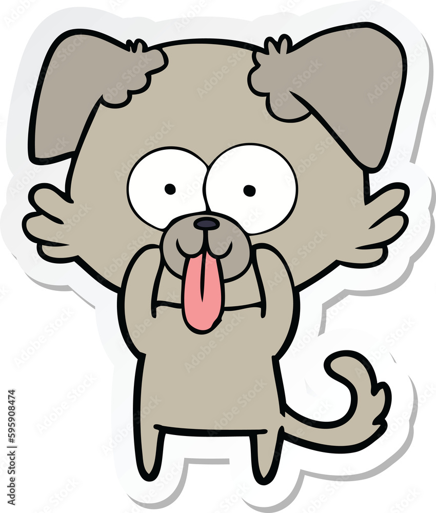 sticker of a cartoon dog with tongue sticking out sticker of a cartoon dog with tongue sticking out