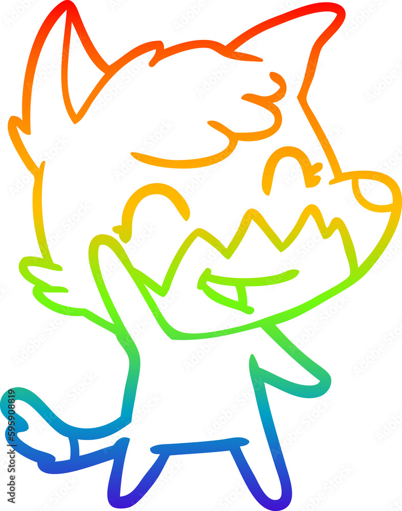 rainbow gradient line drawing of a happy cartoon fox rainbow gradient line drawing of a happy cartoon fox