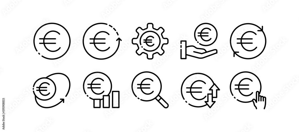Euro. Line icon, black, euro currency. Vector icons Euro. Line icon, black, euro currency. Vector icons