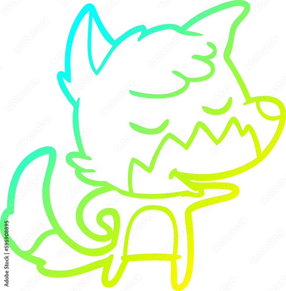 cold gradient line drawing of a friendly cartoon fox cold gradient line drawing of a friendly cartoon fox