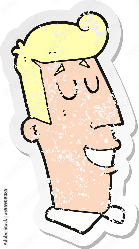 retro distressed sticker of a cartoon grinning man