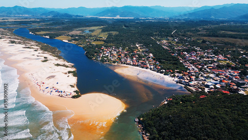 Aerial view of the town of Guarda do Embau in Brazil photo