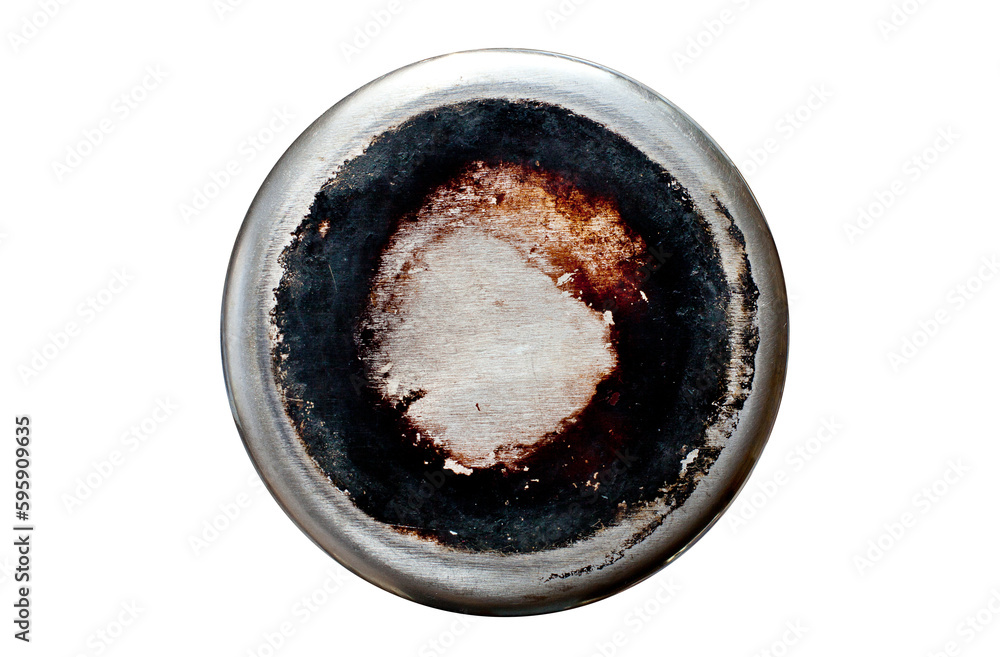 Close up photo, rusty texture inside old frying pan isolated. Close up photo, rusty texture inside old frying pan isolated.