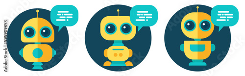Odessa, Ukraine - April 24, 2023 - The modern concept of the chat bot. AI assistant transmitting information. Vector illustration. Modern flat style.
