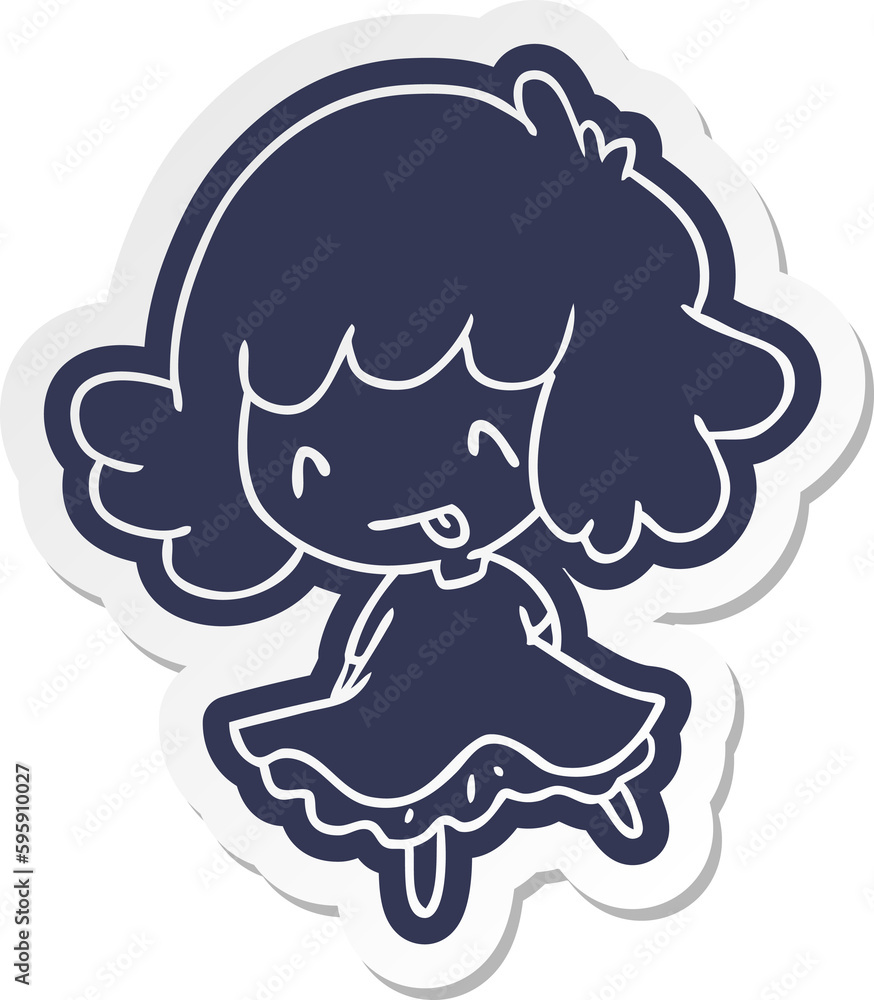 cartoon sticker of a cute kawaii girl cartoon sticker of a cute kawaii girl