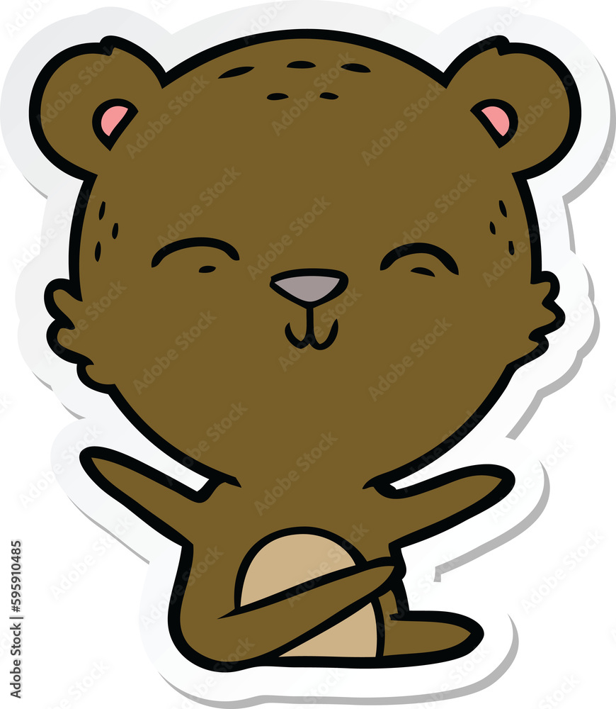 sticker of a happy cartoon bear sticker of a happy cartoon bear