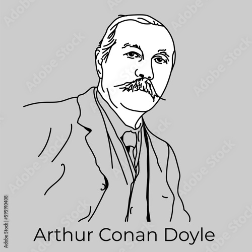 Arthur Conan Doyle was an English writer of Irish descent, author of numerous works of adventure, history, journalism, fiction, and humor. Vector photo