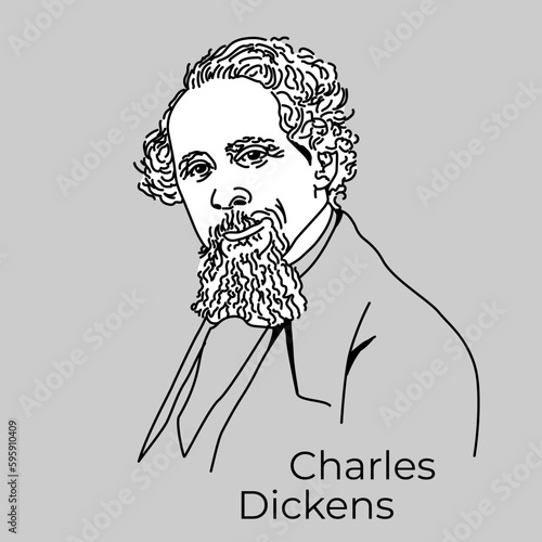 Charles Dickens was an English writer, stenographer, reporter, novelist, and essayist. A classic of world literature, one of the greatest prose writers of the 19th century. Vector.