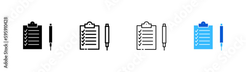 Check list. Different styles, color, fill out a check sheet. Vector icons.