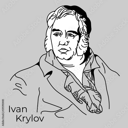 Ivan Krylov was a Russian publicist, fable writer, poet, publisher of satirical and educational magazines. Vector