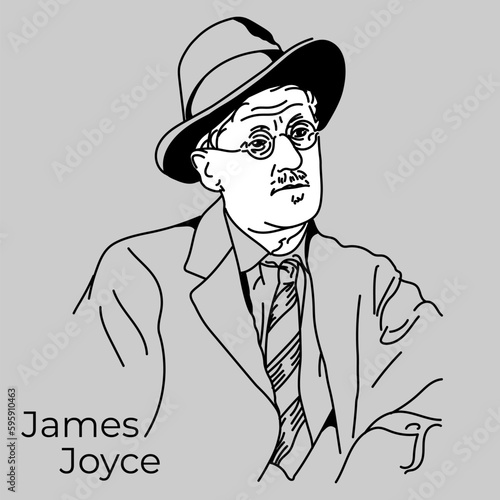 James Joyce was an Irish writer, journalist and teacher, poet, representative of modernism. Vector.