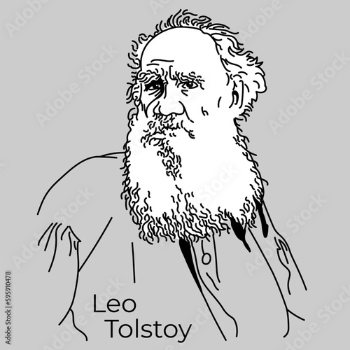 Leo Tolstoy is one of the most famous Russian writers and thinkers, one of the world's greatest romance writers. Vector.