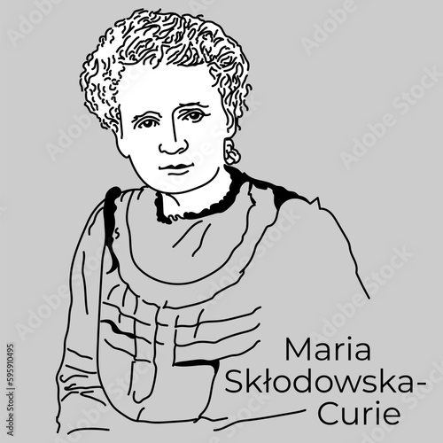 Maria Skłodowska-Curie was a Polish and French experimental scientist, educator, and social activist. Vector photo