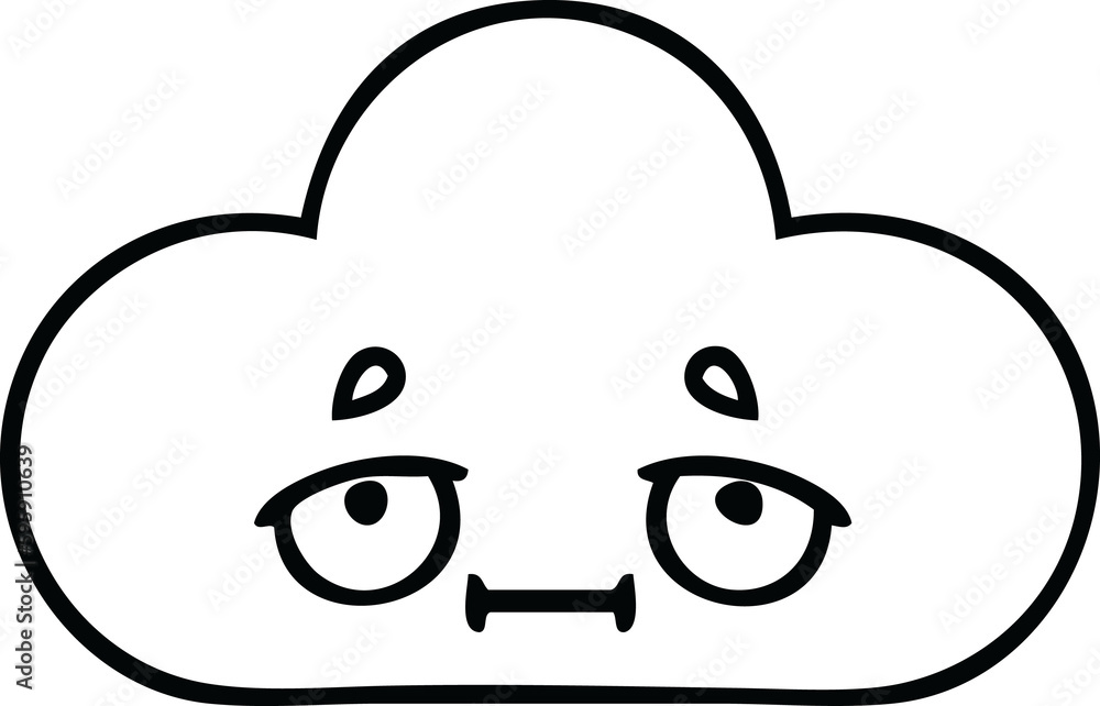 line drawing cartoon of a white cloud line drawing cartoon of a white cloud