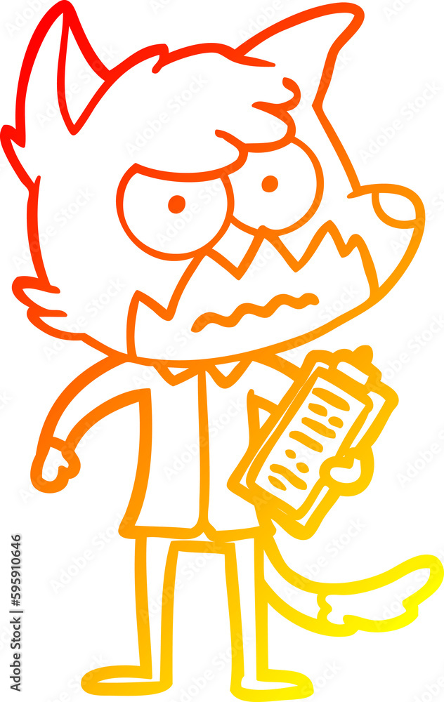 warm gradient line drawing of a cartoon annoyed fox warm gradient line drawing of a cartoon annoyed fox