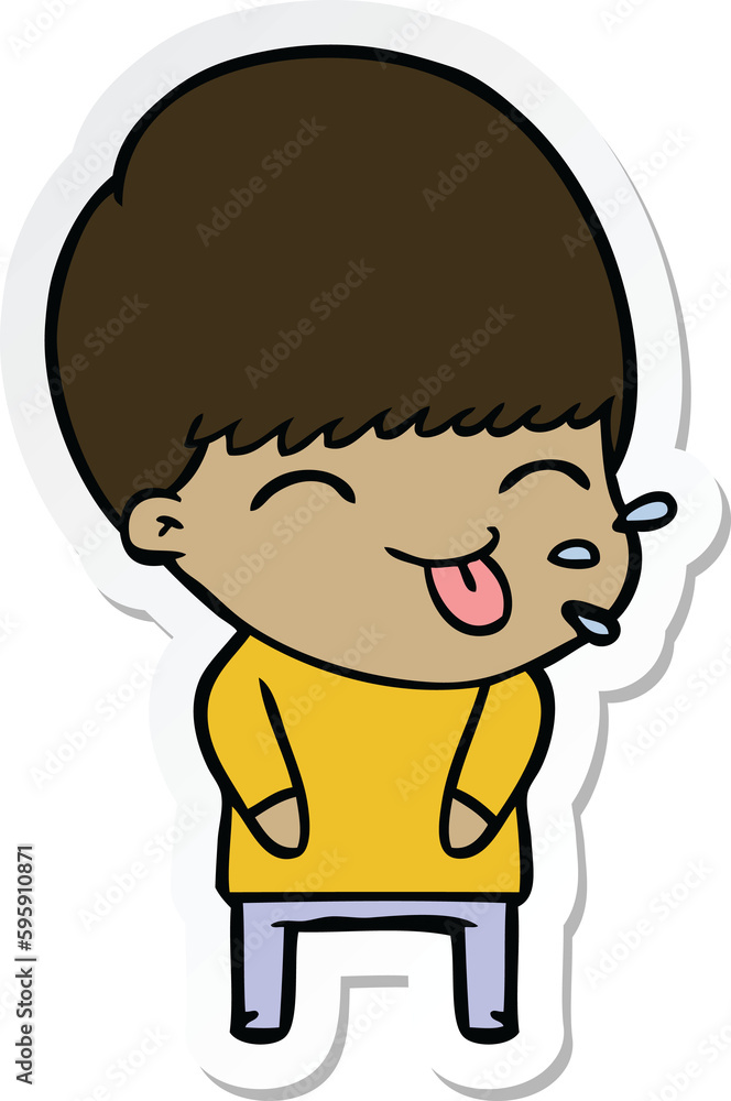 sticker of a cartoon boy sticking out tongue sticker of a cartoon boy sticking out tongue