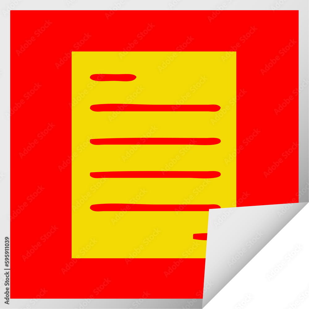 square peeling sticker cartoon of a sheet of paper square peeling sticker cartoon of a sheet of paper