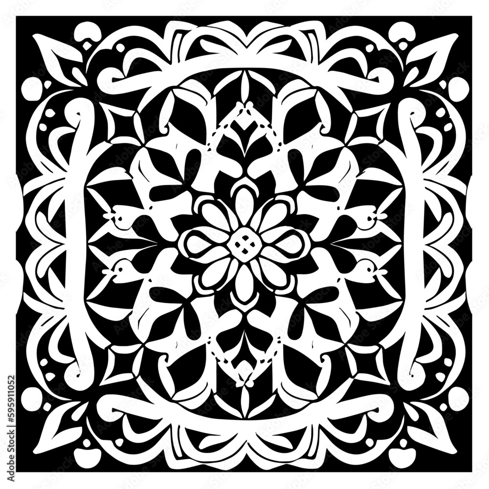 Floral Mandala Pattern Vector Black and White Design Floral Mandala Pattern Vector Black and White Design