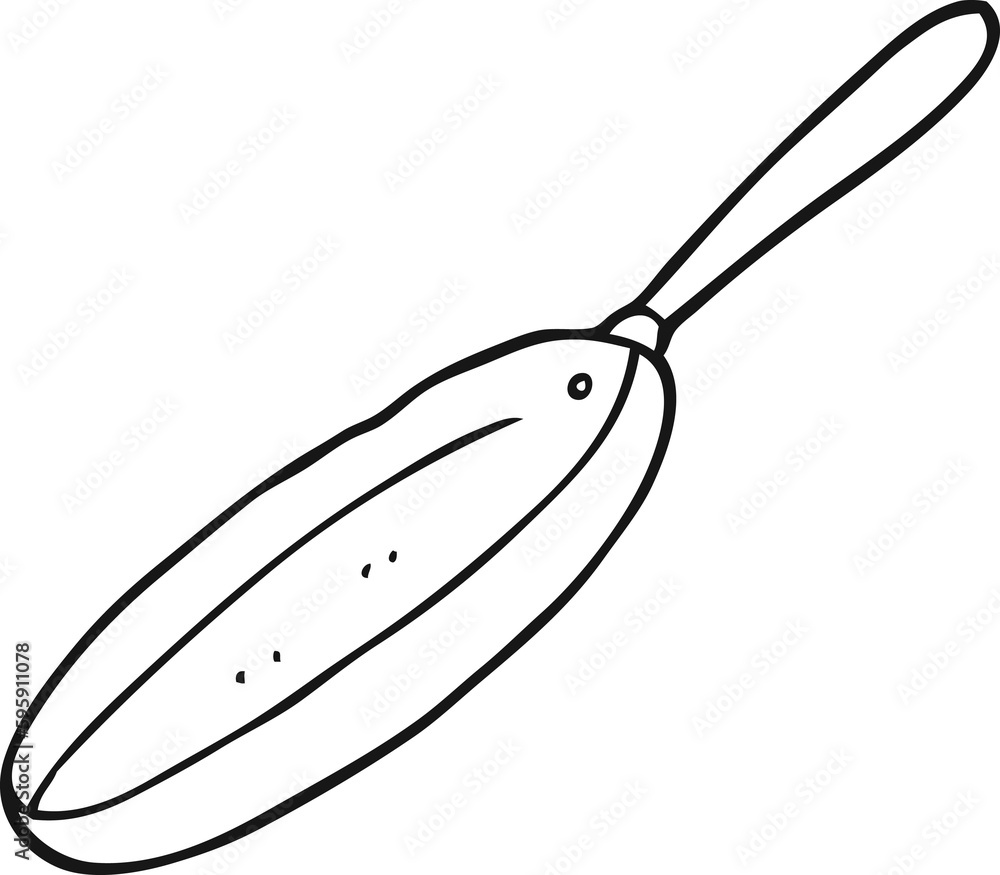 freehand drawn black and white cartoon frying pan freehand drawn black and white cartoon frying pan