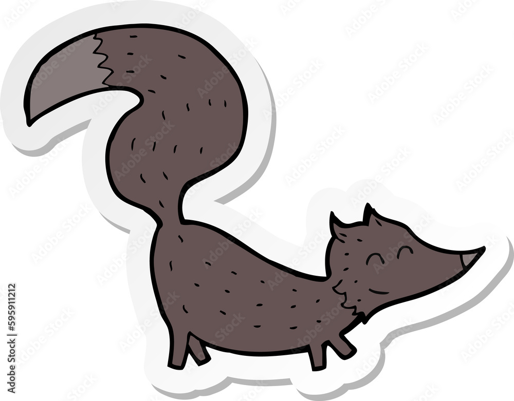 sticker of a cartoon little wolf cub