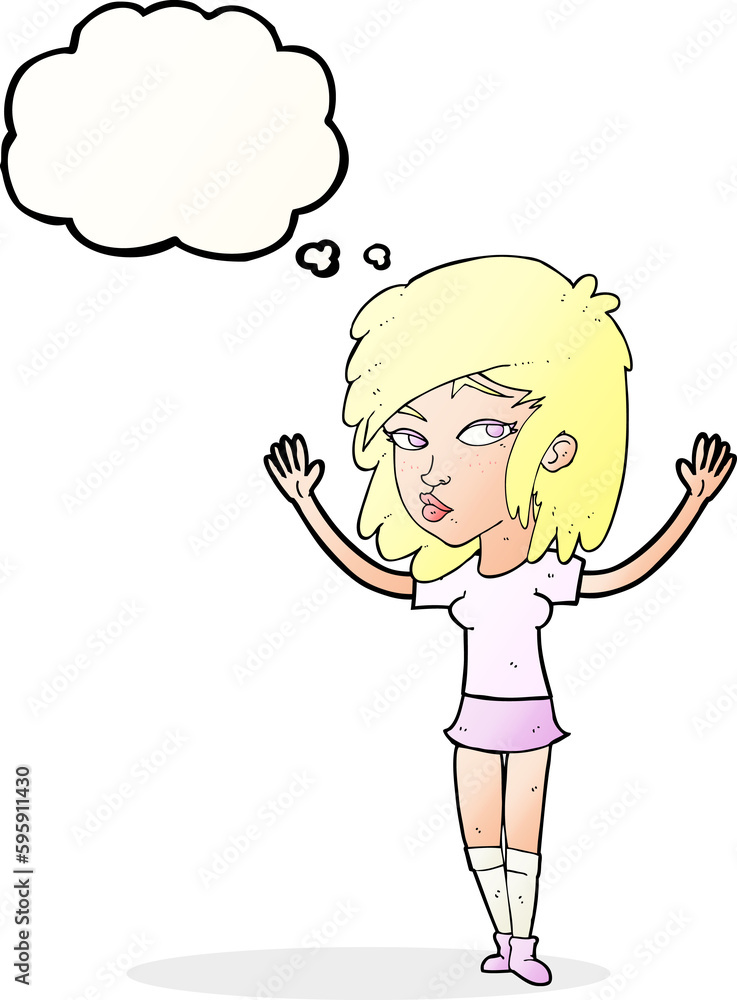 cartoon pretty girl with thought bubble cartoon pretty girl with thought bubble
