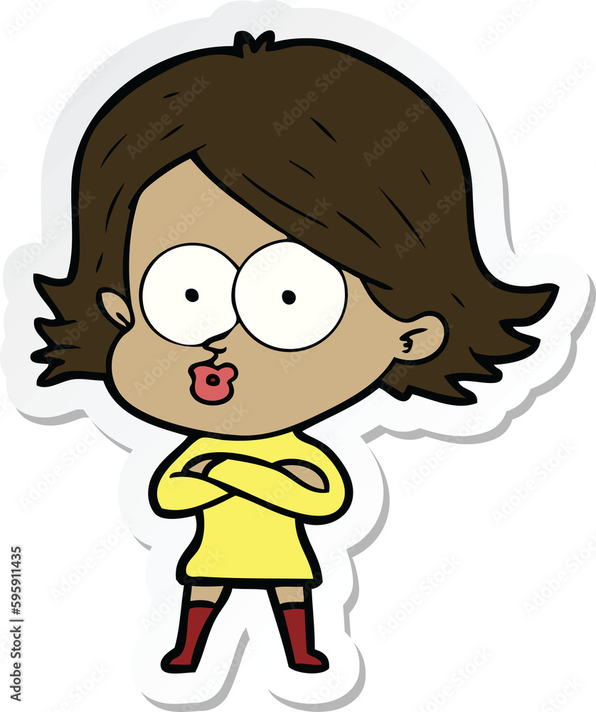 sticker of a cartoon girl pouting sticker of a cartoon girl pouting