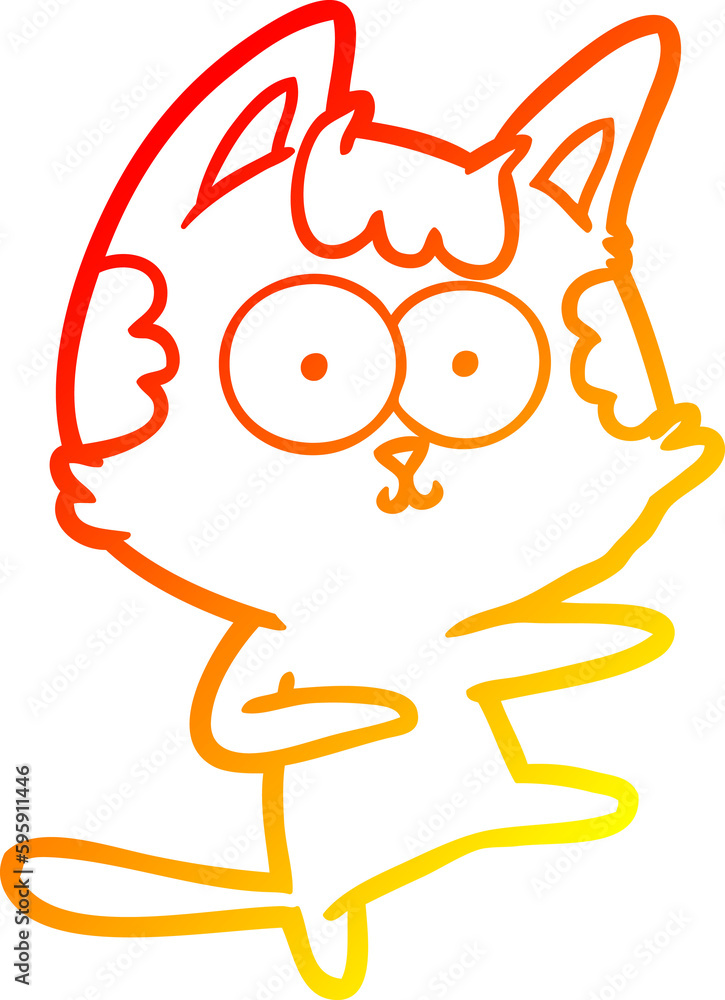 warm gradient line drawing of a dancing cartoon cat warm gradient line drawing of a dancing cartoon cat