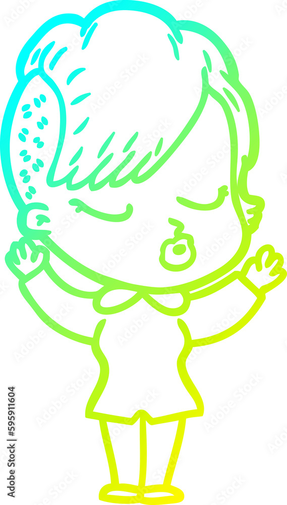 cold gradient line drawing of a cartoon pretty hipster girl cold gradient line drawing of a cartoon pretty hipster girl