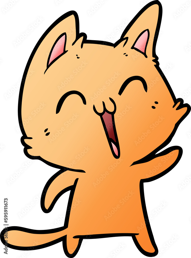 happy cartoon cat meowing happy cartoon cat meowing