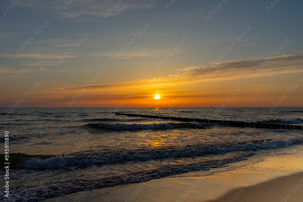 sunset on the beach baltic sea