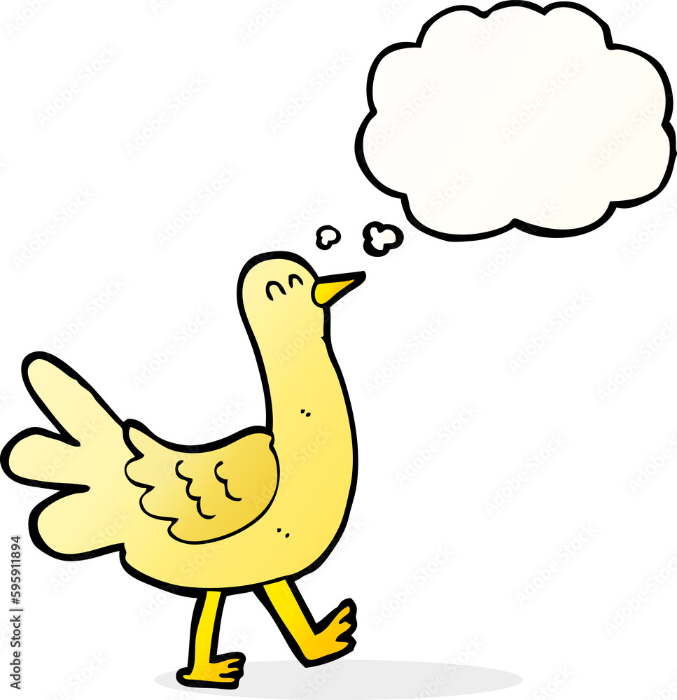 cartoon walking bird with thought bubble cartoon walking bird with thought bubble