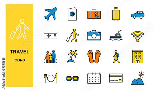 Set of  travel color icons, vector illustration