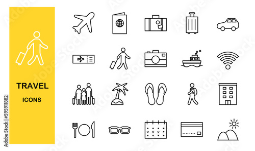 Set of  travel icons, vector illustration