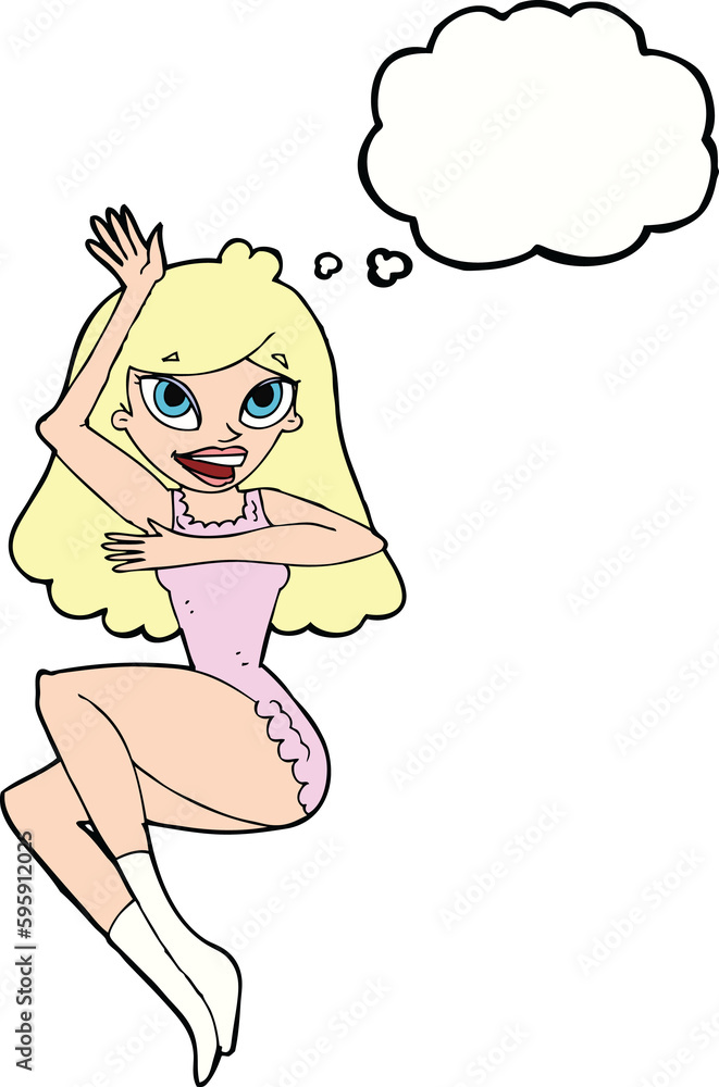 cartoon woman in lingerie with thought bubble cartoon woman in lingerie with thought bubble