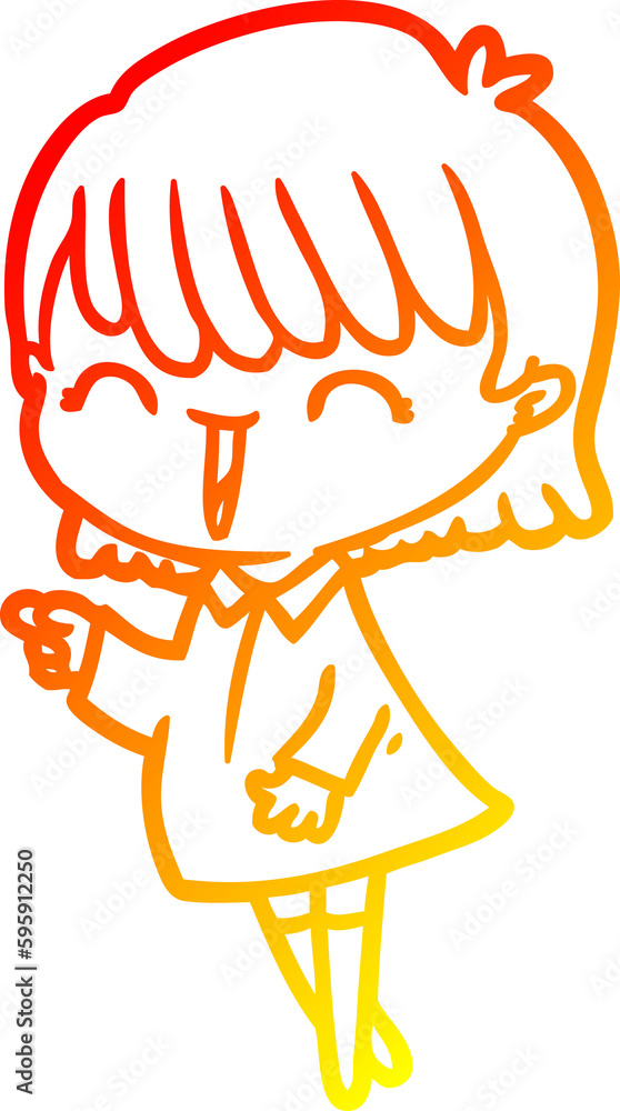 warm gradient line drawing of a cartoon woman warm gradient line drawing of a cartoon woman