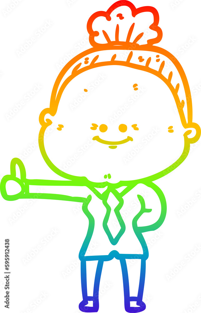 rainbow gradient line drawing of a cartoon happy old woman rainbow gradient line drawing of a cartoon happy old woman