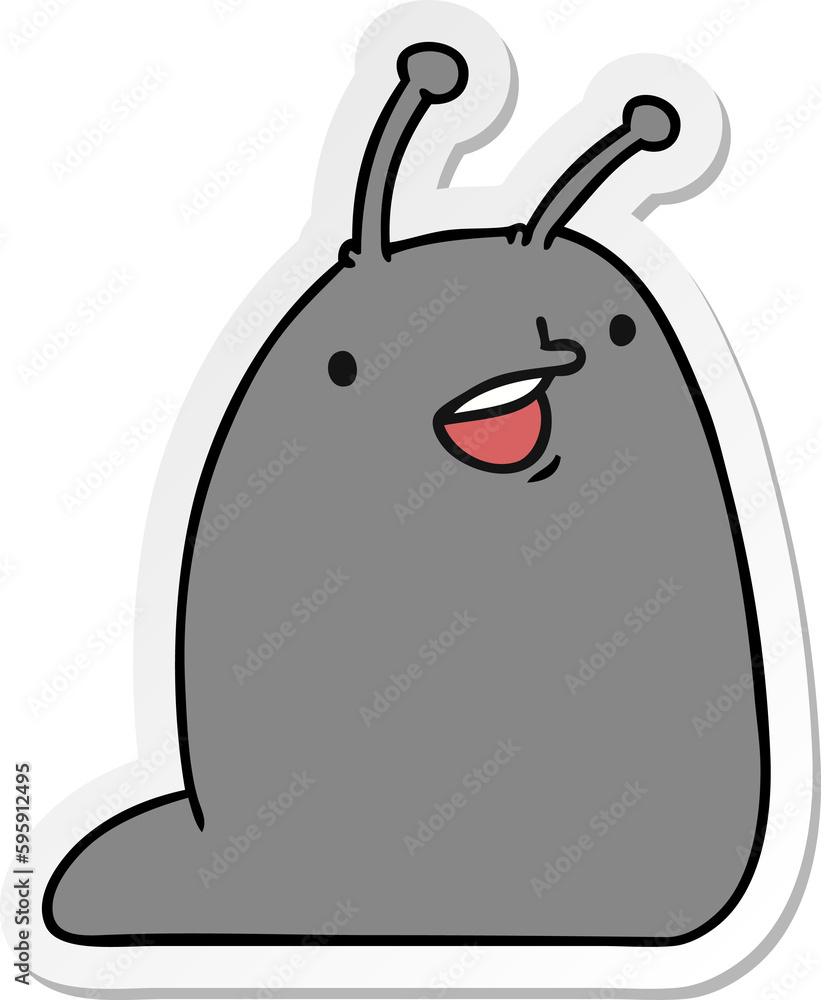 sticker cartoon illustration of a cute kawaii slug sticker cartoon illustration of a cute kawaii slug