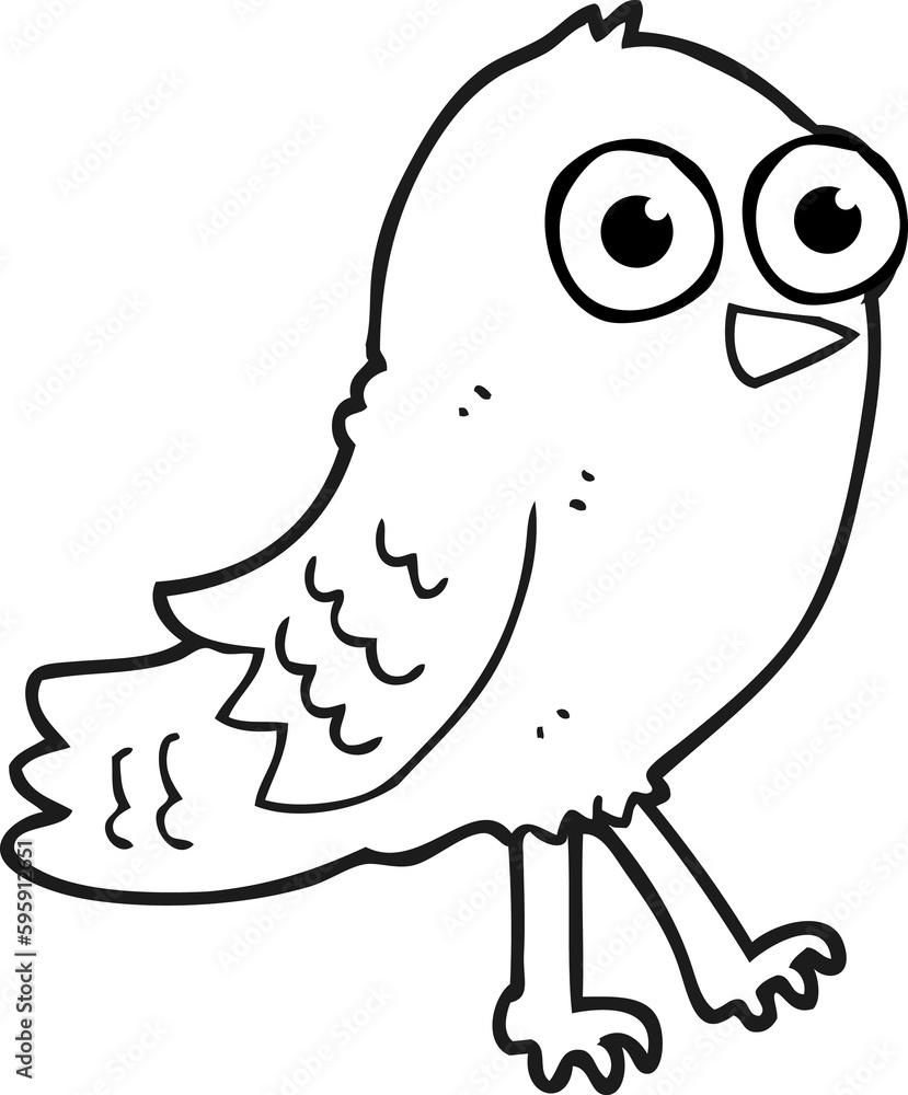 freehand drawn black and white cartoon bird freehand drawn black and white cartoon bird