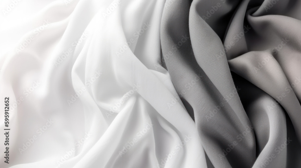 Obraz premium Thin cotton fabric, white and grey gradient. Generative AI illustration