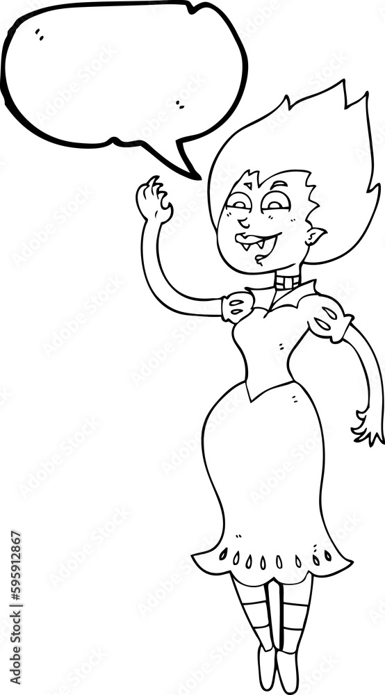 freehand drawn speech bubble cartoon vampire girl freehand drawn speech bubble cartoon vampire girl