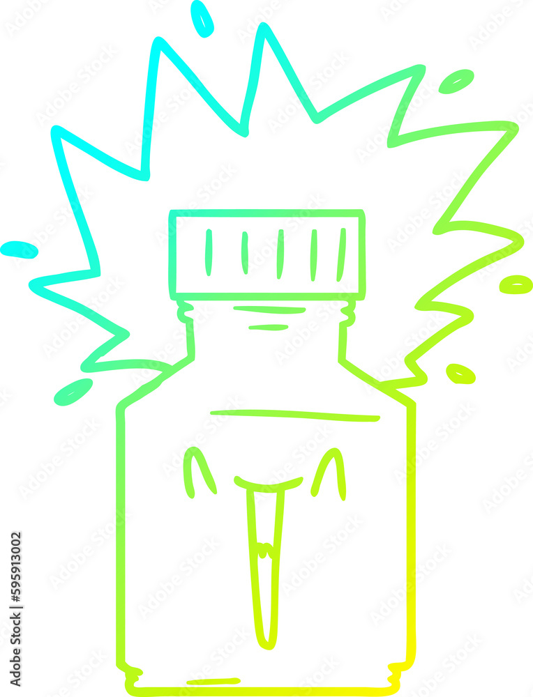 cold gradient line drawing of a cartoon pill jar cold gradient line drawing of a cartoon pill jar