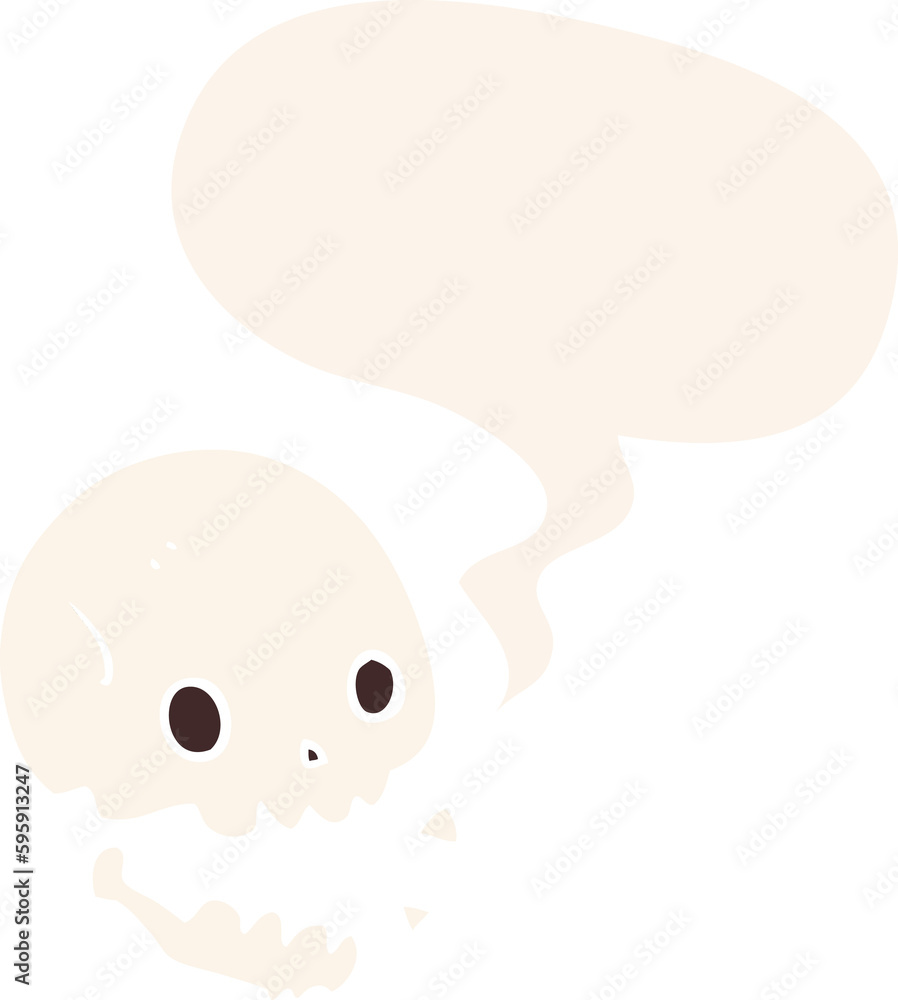 cartoon spooky skull with speech bubble in retro style cartoon spooky skull with speech bubble in retro style